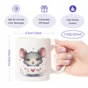 Alphynix 1pc Cute Gray Mouse Mug, 11oz Ceramic Cup with Adorable Rodent Holding "I Love You" Sign, Sweet Gift for Kids, Valentine‘s Day, Birthday image 7