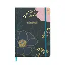 Jubiluu A5 Hardcover Notebook with Lined Pages - 96 Sheets (100g offset paper), Bookmark & Elastic Band -Classic Cream Ruled Journal for Writing, School, Office, and Gifts-Navy Gold Floral Outline image 0