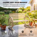 Outsunny Banc de Jardin Banc en Bois, Effet Bois Naturel 3 Places Roues Charette 105,5x56x79 Naturel | Accoudoirs, Style Rustique Chic image 8