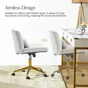 HULALA HOME Vanity Chair with wheels Criss Cross Legged Armless Adjustable Height Velvet Swivel Chair for Home Office Bedroom, Grey image 1