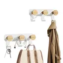 KAPANOU dual Coat Rack With Hooks 2 Pack 6 Hooks， Heavy Duty Metal Wall Hooks with Wooden Rustic Hanger for Towels， Hats， Backpack， Home Decor Hooks for Door， Bathroom， Bedroom， Entryway (Wood Brown / White), New Year Sale , Top gift picks image 0