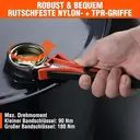 ValueMax Jeu de 2 clés à boudron, clé à tuyau en caoutchouc 460 mm et 630 mm, jeu de clés à boudron réglables pour filtre à huile, clé universelle pour filtre à huile, bouteille, évacuation d'évacuation, douchettes, ouvre-bouteille en verre image 2