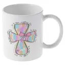 Alphynix 1PC He is Risen Mug, 11oz Easter Christian Gift with Cross Design and Pink Bow, Religious Scripture Cup for Easter Celebration, Church Gift, Bible Verse Matthew 28:6, Inspirational Ceramic Coffee Mug image 3