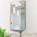 HOMCOM Stainless Steel Wall mounted Bathroom Corner Mirror Storage Cabinet Single Door 300mm (W) image 1
