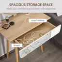 HOMCOM Dressing Table with Drawer and Mirror height adjustable Wooden Oak Color  Bedroom Dressing Room Elegant and Durable image 4