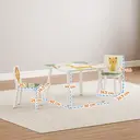 AIYAPLAY 3-Piece Kids Table and Chair Sets, Kids Table with 2 Chairs Set Furniture with Star Pattern for Boys and Girls, Bedroom, Nursery, Playroom, Green image 1