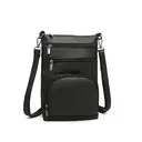 Women Multi Pocket RFID Blocking Crossbody Bag, Small Fashion PU Leather Messenger Travel Organizer Satchel Sling Shoulder Bag (Black) image 0