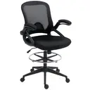 Vinsetto Drafting Chair with Flip-up Armrest, 360 Degree Swivel Mesh Office Stool with Foot Ring, Height Adjustable Chair for Standing Desk, Black image 0