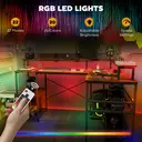 HOMCOM L Shaped Gaming Desk with LED Lights and Power Outlets, 150cm Corner Computer Desk with Monitor Stand and Storage Shelves, Home Office Desk for Small Space, Rustic Brown image 3