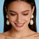 Boucles d'oreilles pendantes VoxorAI dorées, inspirées de Chanel, en forme de larme française et perles, boucles d'oreilles manchette, puces d'oreilles, toutes saisons image 3