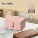 SONGMICSHOME  Portable Jewelry Box, Travel Jewelry Case, 2-Layer Jewelry Organizer, for Larger Accessories, PU Surface, Gift, Pink image 6