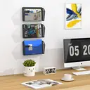 Senhoglb Porte-documents mural A4 en maille métallique, format paysage, 1 Pocket, avec plaquette d’étiquetage, Noir, Offre spéciale Nouvel An, Idées cadeaux image 4