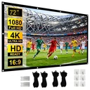 XBJ Écran de projection 72 pouces 16:9 | Écran pliable portable HD 4K anti-froissement, double face projection à grand angle de vision de 160°, cordes extra longues et crochets pour une installation facile, intérieur/extérieur home cinéma/fête dans le jardin image 0