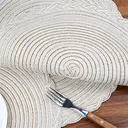 6 pieces, round 38cm woven placemats, Polyester outer layer with three-strand placemat, white coffee，anti-slip polyester Nordic placemats, suitable for home, kitchen, and dining table use, perfect for holiday parties, birthdays, weddings, and dinners image 6