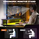 HOMCOM Gaming Desk with LED Lights and Power Outlets, 100 x 60cm Z Shaped Computer Desk with Monitor Stand and Steel Frame, PC Gaming Table for Home Office, Black image 5