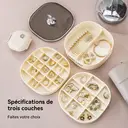 Boîte de Rangement pour Bijoux JORDAN&JUDY Grande Capacité à Compartiments Multiples pour Boucles d’Oreilles, Colliers, Bagues et Montres - Blanc Crème image 2