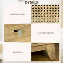 HOMCOM Bedside Table Rattan 1 Door Oak Effect image 7