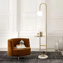 Homary 1500mm Modern Arc Floor Lamp with Shelf in Gold with Glass Shade & Marble Base image 2