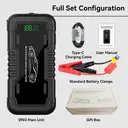 Porbi S903 Car Jump Starter 2000A Peak Portable Jump Starter Power Pack, 20000mAh Battery Booster for 12V Petrol & Diesel Vehicles, SUV, Van & Motorcycle, QC3.0 18W Fast Charge Power Bank with LCD Display & LED Light image 8