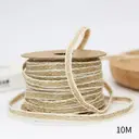 JU7CER 2-piece fishnet burlap roll with yellow linen cord and woven ribbon DIY decorative bow for Christmas crafts and fishing line packaging Length: 10m, Width: 0.6cm image 2