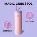 Bottle Bottle Stainless Steel Insulated Sports Water Bottle 700ml with Straw, Lid, and Handle (Peach) image 1