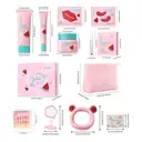 QUIYUM Watermelon Skincare Set (14pcs): Includes Cleanser 100g, Serum 2ml×10, Eye Cream 20g, Eye Masks 6g×3, Lip Masks 6g×3, Cream 50g, with a Headband, Nail Stickers, Makeup Mirror, and Makeup Bag. image 2