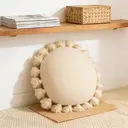 MEROPE, Coussin rond à franges en acrylique, 45x45 cm, ivoire, lot de 1 image 0