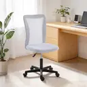 Vinsetto Armless Swivel Computer Desk Chair,  Ergonomic Office Chair with Mesh Bac Padded Seat, Adjustable Height and Rolling Wheels, Space Saving for Home Work Study, White image 7