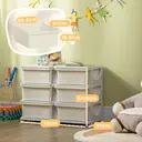 HOMCOM 6 Drawers Plastic Storage Units, 3 Tier Kids Storage Units, Children Toy Chest for Nursery, Playroom, Bedroom, Cream image 4