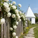 Wei's Moment Lot de 3 guirlandes de fleurs artificielles en soie roses blanches - 2 m image 2