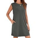 Robe Femme Manches Courtes Col Rond Empiècement Coupe Décontractée Pour Printemps Été Vacances Et Tenue Quotidienne Gris foncé Taille S image 0