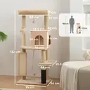 PawHut Cat Tree for Indoor Kittens, 132cm Cat Tower with Scratching Posts and Pad, Bed, House, Jumping Platform, Grooming Brush, Toy Balls, Anti-Tip Kit, Cat Climbing Frame, Beige image 4