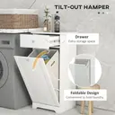 HOMCOM Bathroom Laundry Cabinet, Bathroom Cabinet with Laundry Basket and Drawer, 40 x 40 x 90.5cm, White image 3