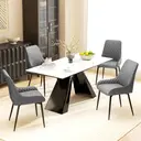 HOMCOM Set Of 2 Quilted PU Leather Dining Chairs with Metal Frame 4 Legs Foot Caps Home Seating Modern Stylish Executive Grey image 6