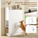 HOMCOM Bureau Pliant, Bureau Informatique avec Plateau Rabattable, Étagères de Rangement et Placard, Style Moderne, 80 x 30 x 128 cm, Blanc image 6