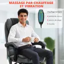 Vinsetto Fauteuil de bureau massant et chauffant, chaise de bureau ergonomique hauteur réglable, dossier inclinable, repose-pieds, télécommande filaire, pivotant 360°, tissu aspect lin, gris foncé image 3