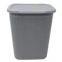 JVL Knit Design Loop Plastic Rectangular Lidded Laundry Basket – Grey image 0