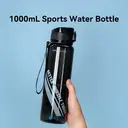 JORDAN & JUDY Tritan Sports Water Bottle with Handle, Pure Black, 1000ml Large Capacity image 1