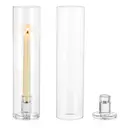 Hurricane Candlestick Holders Glass: 2 Pcs Clear Taper Candle Holder Tall Glass Candle Stick Outdoor Candleholder Cylinder Shade Wedding Centrepieces for Tables Christmas Party Decor image 0