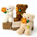 Peluche Ours tenant une fleur orange modèle aléatoire - 30 cm image 1