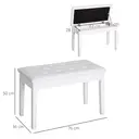 HOMCOM Faux Leather Piano Stool Makeup Stool Bench Dressing Table Seat with Storage 76x36x50cm White image 2