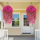 4Pcs 30in/76cm
Artificial Flowers for Outdoors, Fake Artificial Hanging Flowers for Outdoors Realistic Hanging Flowers Silk Petunia Faux Flowers for Porch Patio(fuchsia&rose red) image 8