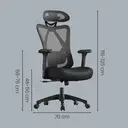 Ochama x SONGMICS Chaise de bureau, chaise de travail ergonomique, chaise d’ordinateur, chaise en maille, avec soutien lombaire et appui-tête réglables, hauteur réglable, noir image 2