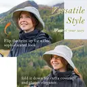 TOP-EX Chapeau de soleil pour femme en forme de seau avec grand rebord, trou pour cheveux tressés, packable pour l’été, voyage, plage et plein air - Gris image 2