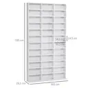 HOMCOM Rangements pour CD et DVD, étagère rangement, capacité max. 1116 CD/528 DVD, 36 compartiments et étagères réglables, pour bureau, salon, chambre, 102 x 23,5 x 195 cm, blanc image 2