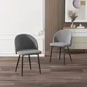 HOMCOM Dining Chairs Chic Velvet Grey/Black 2pcs image 3