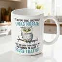 Alphynix 1pc 11oz White Ceramic Mug Featuring a Witty Owl and Sarcastic Quote, Unique Personality Declaration Gift for Thanksgiving or Christmas image 1