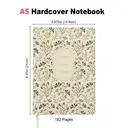 Jubiluu Carnet A5 à couverture rigide en tissu, à lignes - 96 feuilles (papier offset 100 g/m²) - Marque-page et bande élastique - Carnet à lignes crème classique pour l’écriture, l’école, le bureau et comme cadeau - Vintage Garden image 2