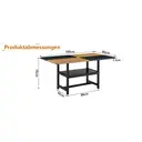 Table à manger rectangulaire style industriel 160x90x76 cm Table pour 4-6 personnes Marron/noir Étagère de rangement multifonctionnelle Pour salon/cuisine/salle à manger image 8