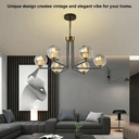 Homary Black & Gold Sputnik Glass Chandelier 6-Light Ceiling Light Adjustable Height image 6
